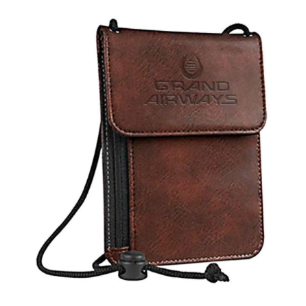 Rfid Leather Wallet With Neck Cord