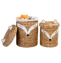 Load image into Gallery viewer, Set of Two Fox Shaped Storage Baskets, Natural
