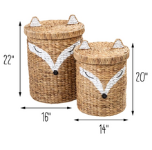 Load image into Gallery viewer, Set of Two Fox Shaped Storage Baskets, Natural
