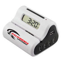 Load image into Gallery viewer, 4 Port USB Hub With Automatic Letter Opener And Alarm Clock
