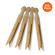 Load image into Gallery viewer, 100-Pack Classic Round Wooden Clothespins
