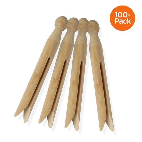 100-Pack Classic Round Wooden Clothespins