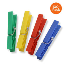 Load image into Gallery viewer, 100-Pack Multi-Color Plastic Clothespins
