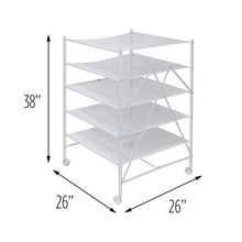 Load image into Gallery viewer, 5-Tier Collapsible Rolling Clothes Drying Rack, White
