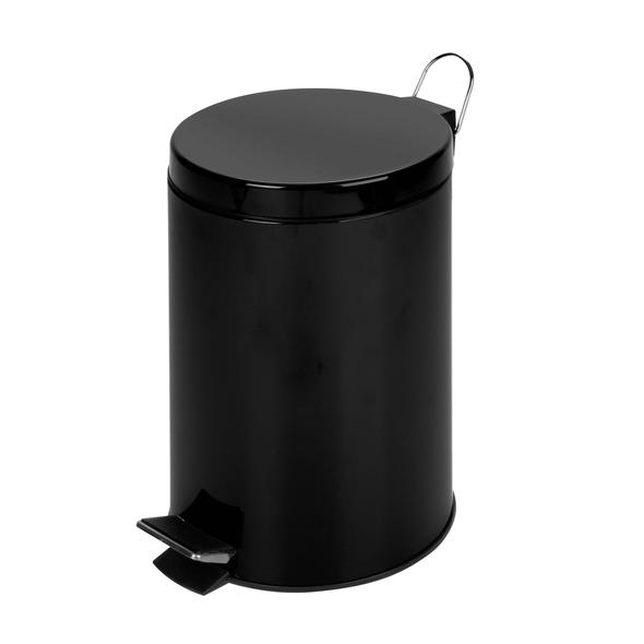 12L Round Step Trash Can, Black